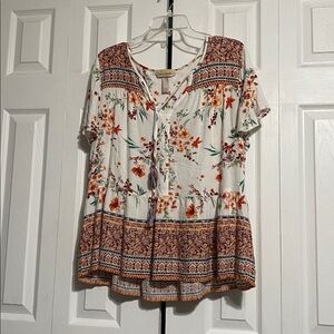 Davina lightweight peplum Floral Print Top Blouse Shirt size XXL